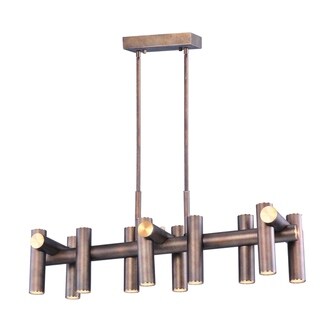 Tubular 10-light 10.5" Wide Steel Chandelier - bronze fusion / antique brass - Chandeliers For Bedrooms by Overstock.com