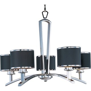 Salon 5-light 27" Wide Steel Chandelier (polished chrome / black shade) - Chandeliers For Bedrooms by Overstock.com