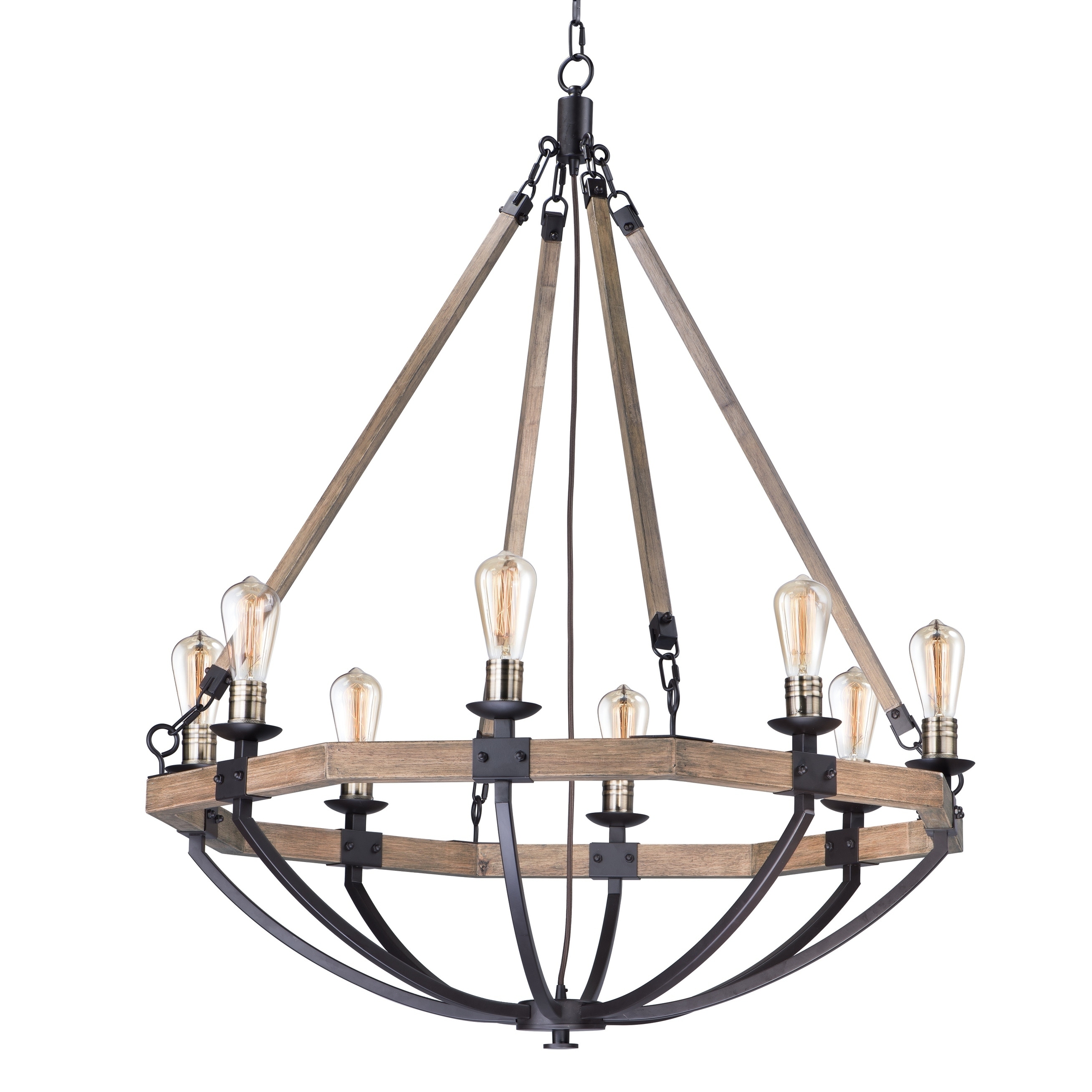 Lodge 8-light 38" Wide Steel Chandelier - Chandeliers For Bedrooms by Overstock.com