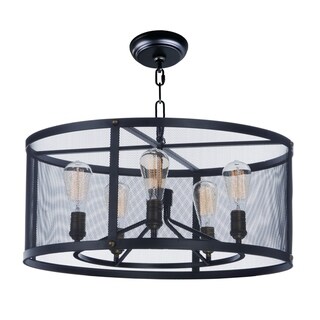 Palladium 5-light 24.25" Wide Steel Chandelier - black / natural aged brass