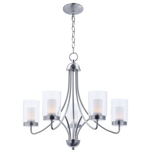 Mod 5-light 26" Wide Steel Chandelier - satin nickel