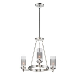 Crescendo 3-light 20" Wide Steel Chandelier (satin nickel) - Chandeliers For Bedrooms by Overstock.com