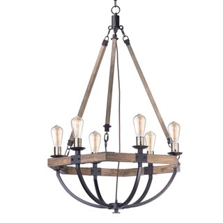 Lodge 6-light 29.25" Wide Steel Chandelier - Chandeliers For Bedrooms by Overstock.com