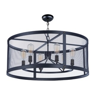 Palladium 6-light 32" Wide Steel Chandelier - black / natural aged brass