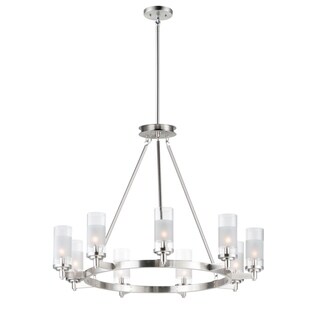 Crescendo 9-light 35" Wide Steel Chandelier (satin nickel) - Chandeliers For Bedrooms by Overstock.com