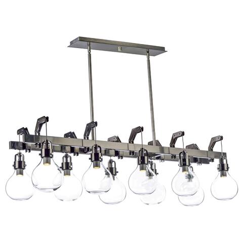 Kinetic 10-Light LED Linear Pendant - dark satin nickel
