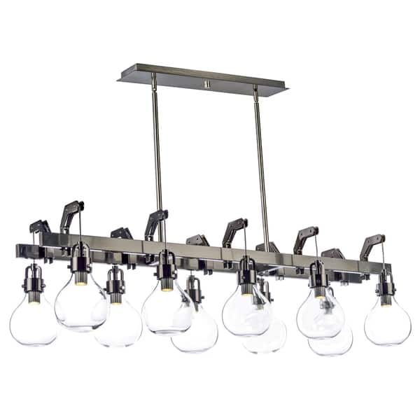 slide 1 of 1, Kinetic 10-Light LED Linear Pendant - dark satin nickel dark satin nickel