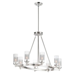 Crescendo 8-light 24" Wide Steel Chandelier (satin nickel) - Chandeliers For Bedrooms by Overstock.com