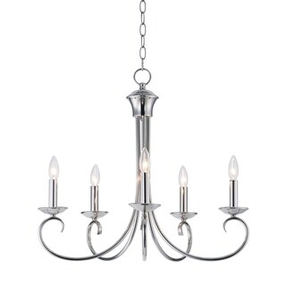 Loft 5-light 25" Wide Steel Chandelier - Chandeliers For Bedrooms by Overstock.com