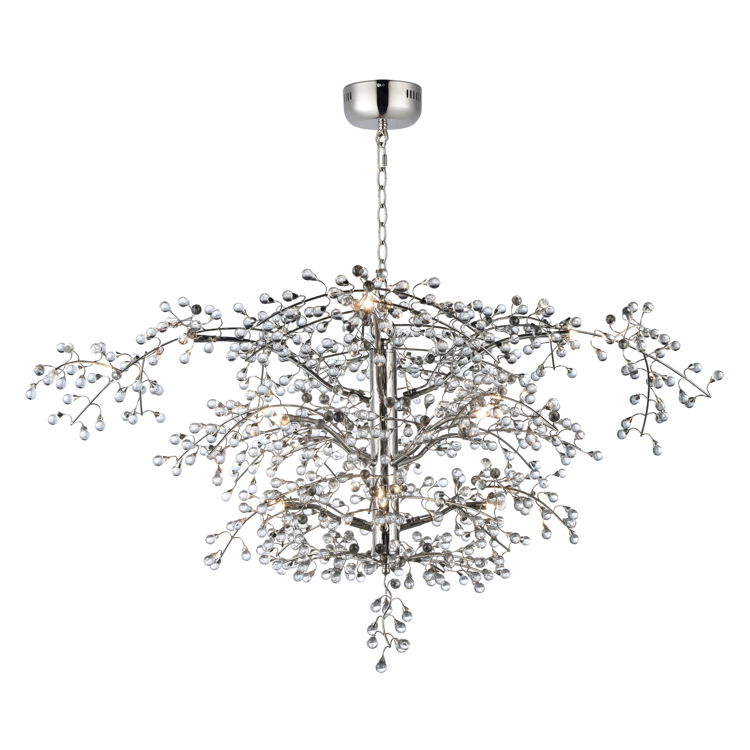 Cluster 12-light 47" Wide Steel Chandelier - Polished Nickel - Chandeliers For Bedrooms by Overstock.com