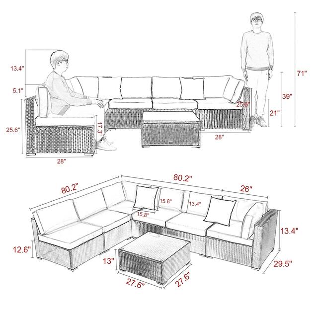 Kinbor 7-piece Outdoor Cushioned Wicker Patio Furniture Set | Overstock.ca