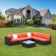Kinbor 7-piece Patio Furniture Set All Weather Outdoor Furniture Sectional Sofa w/ Cushions - Thumbnail 14