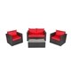 Kinbor 4-piece Outdoor Patio Furniture Set Wicker Chat Set Sectional Sofa w/ Cushions - Thumbnail 12