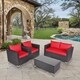 Kinbor 4-piece Outdoor Patio Furniture Set Wicker Chat Set Sectional Sofa w/ Cushions - Thumbnail 7