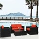 Kinbor 4-piece Outdoor Patio Furniture Set Wicker Chat Set Sectional Sofa w/ Cushions - Thumbnail 13