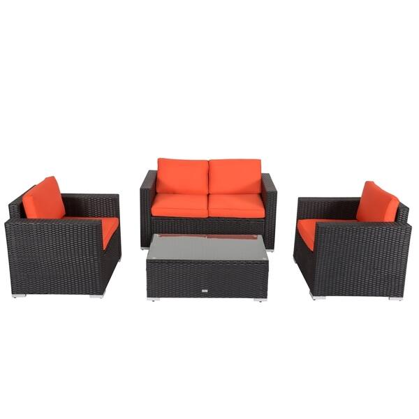 Shop Kinbor 4 Piece Outdoor Patio Furniture Set Wicker Chat