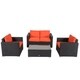 Kinbor 4-piece Outdoor Patio Furniture Set Wicker Chat Set Sectional Sofa w/ Cushions - Thumbnail 22