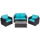 Kinbor 4-piece Outdoor Patio Furniture Set Wicker Chat Set Sectional Sofa w/ Cushions - Thumbnail 21