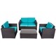 Kinbor 4-piece Outdoor Patio Furniture Set Wicker Chat Set Sectional Sofa w/ Cushions - Thumbnail 5