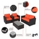 Kinbor 4-piece Outdoor Patio Furniture Set Wicker Chat Set Sectional Sofa w/ Cushions - Thumbnail 17