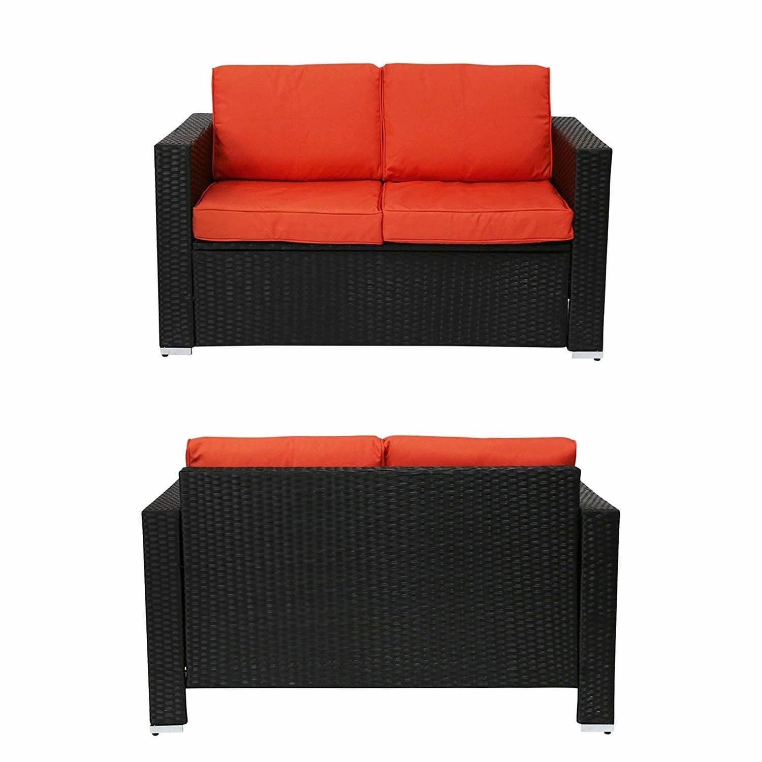 Kinbor 4 Piece Outdoor Patio Furniture Set Wicker Chat Sectional Sofa W Cushions