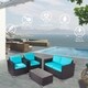 Kinbor 4-piece Outdoor Patio Furniture Set Wicker Chat Set Sectional Sofa w/ Cushions - Thumbnail 2