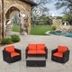 Kinbor 4-piece Outdoor Patio Furniture Set Wicker Chat Set Sectional Sofa w/ Cushions - Thumbnail 15