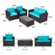 Kinbor 4-piece Outdoor Patio Furniture Set Wicker Chat Set Sectional Sofa w/ Cushions - Thumbnail 4