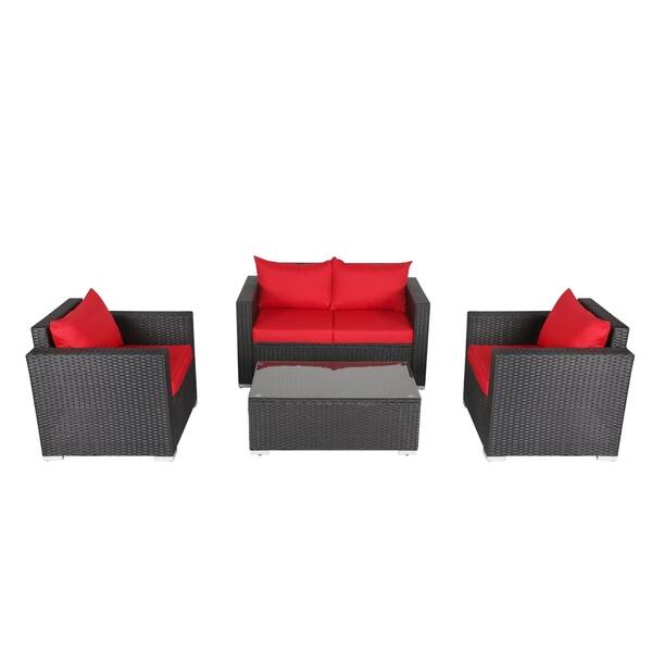 Shop Kinbor 4 Piece Outdoor Patio Furniture Set Wicker Chat