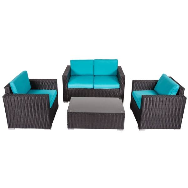 Kinbor 4 Piece Outdoor Patio Furniture Set Wicker Chat Kinbor 4 Piece Outdoor Patio Furniture Set Wicker Chat Sectional Sofa W Cushions