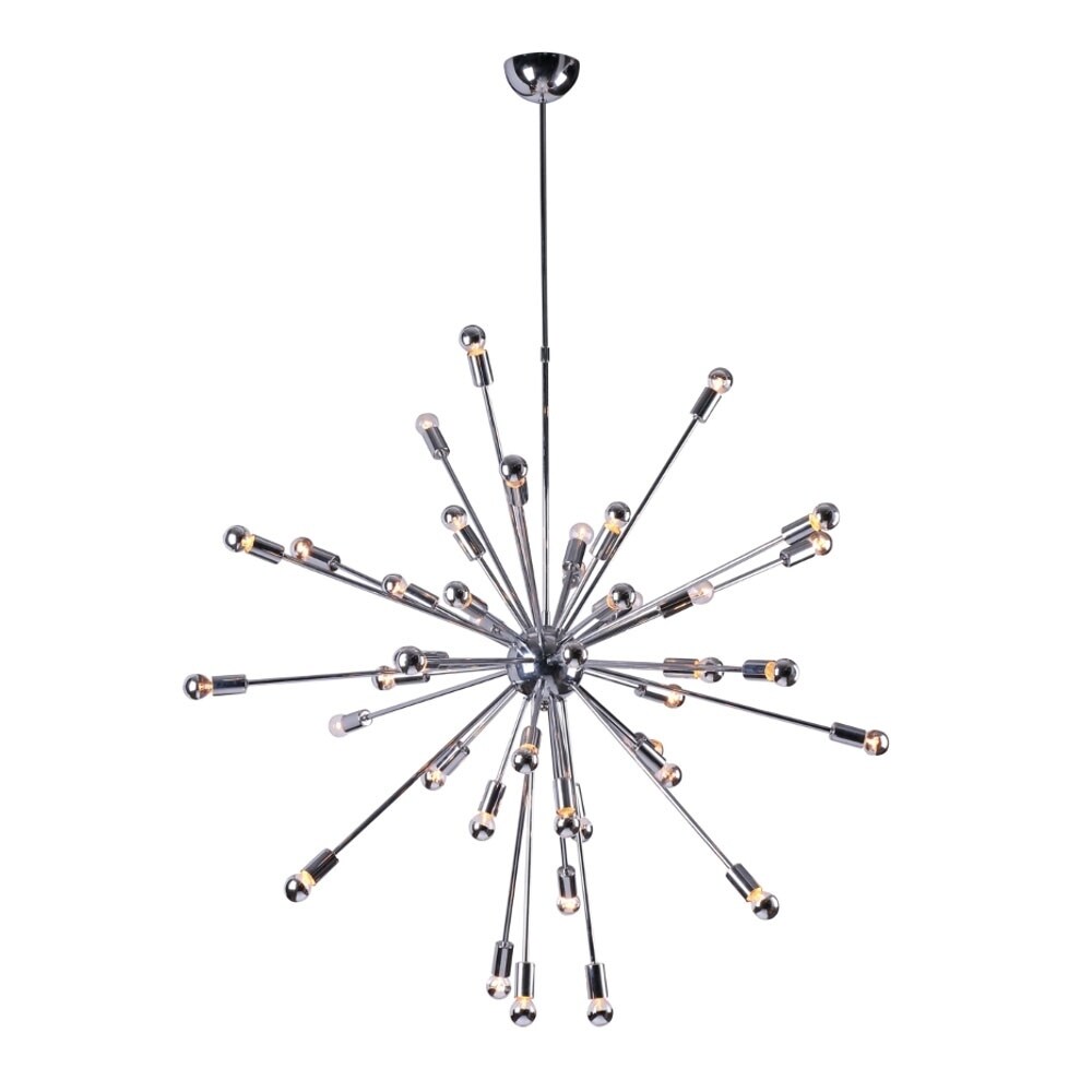 Fine Mod Imports 39" Chrome Metal Spark Hanging Chandelier - Silver - Chandeliers For Bedrooms by Overstock.com