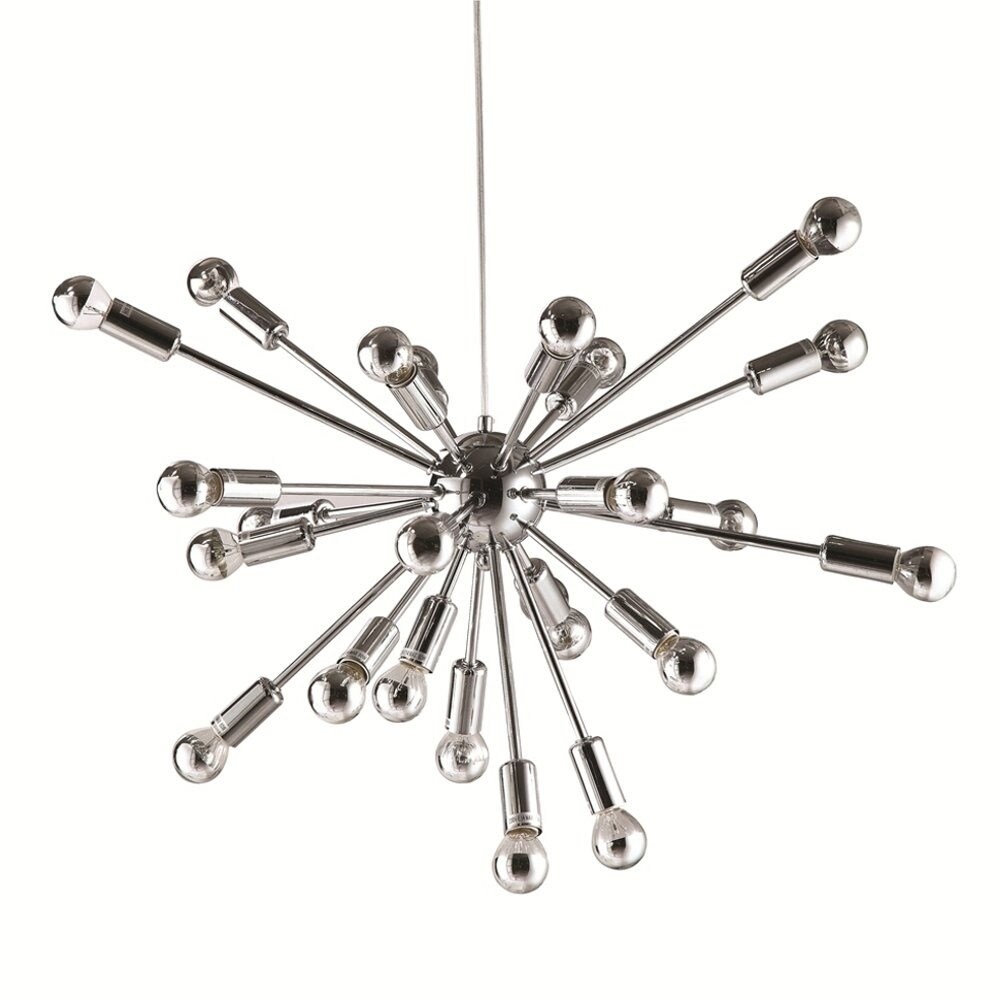 Fine Mod Imports 23" Chrome Metal Spark Hanging Chandelier - Silver - Chandeliers For Bedrooms by Overstock.com