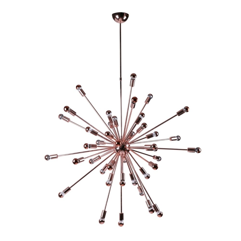Fine Mod Imports 39" Chrome Metal Spark Hanging Chandelier - Copper - Chandeliers For Bedrooms by Overstock.com