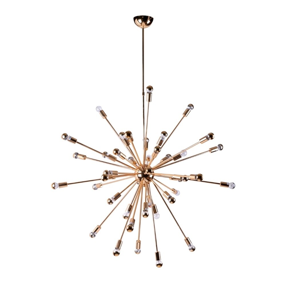 Fine Mod Imports 39" Chrome Metal Spark Hanging Chandelier - Gold - Chandeliers For Bedrooms by Overstock.com
