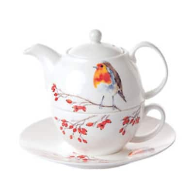 Roy Kirkham Tea for One Teapot with Tea Cup and Saucer - Robin