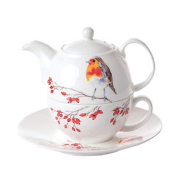 slide 1 of 1, Roy Kirkham Tea for One Teapot with Tea Cup and Saucer - Robin