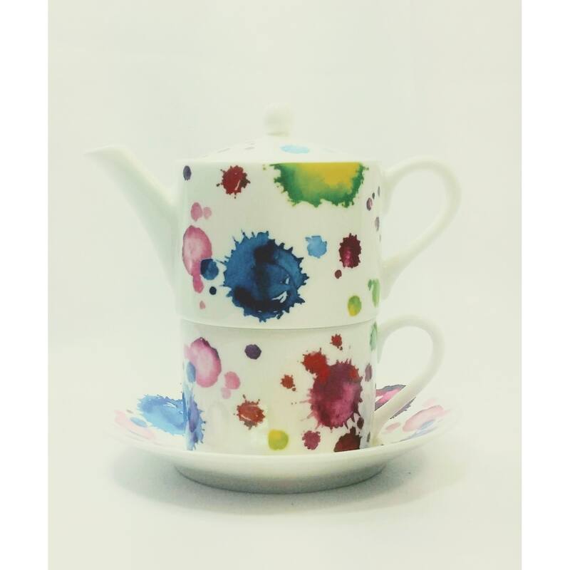 Roy Kirkham Tea for One Teapot with Tea Cup and Saucer Splash Bed