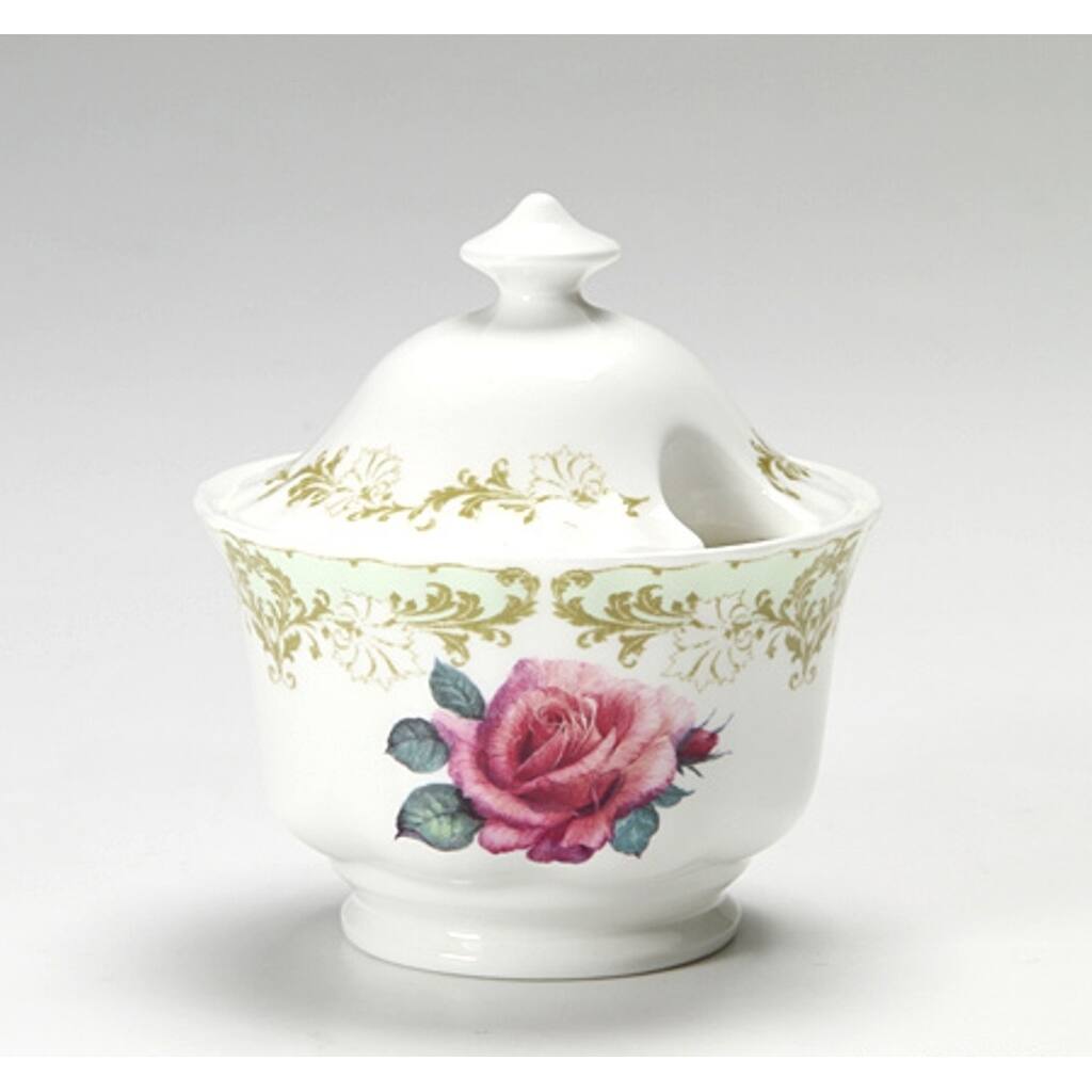 Roy Kirkham Vintage Roses Sugar Bowl with Lid & Creamer Set