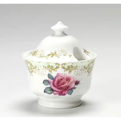 Roy Kirkham Vintage Roses Sugar Bowl with Lid & Creamer Set