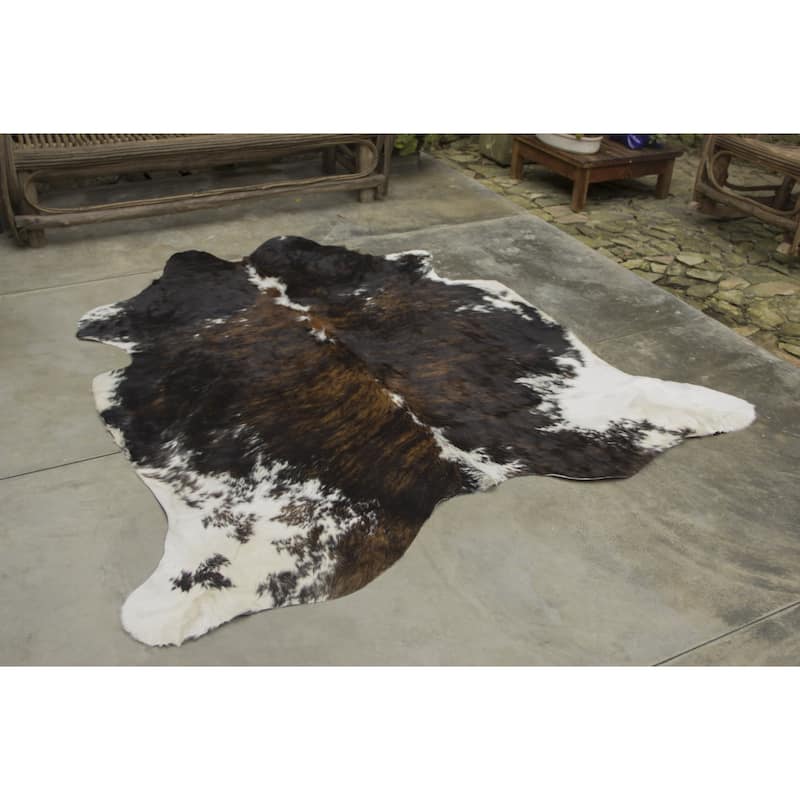 Real Cowhide Rug Brindle & White