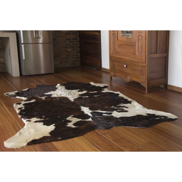 Shop Real Cowhide Rug Tricolor White On Sale Free Shipping