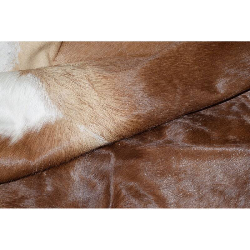 Real Brown and White Cowhide Rug (7' x 6')