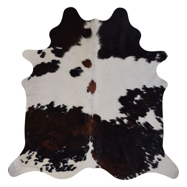 Shop Real Cowhide Rug Tricolor White On Sale Free Shipping