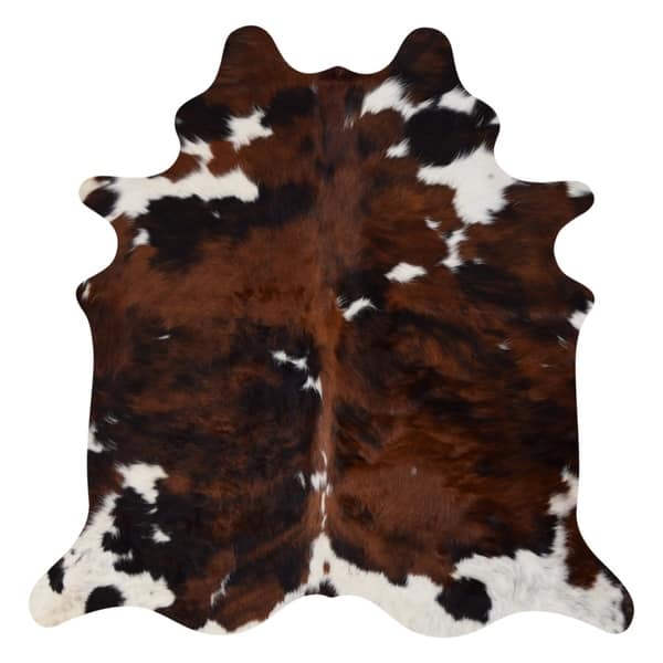 slide 1 of 4, Real Cowhide Rug Tricolor & White