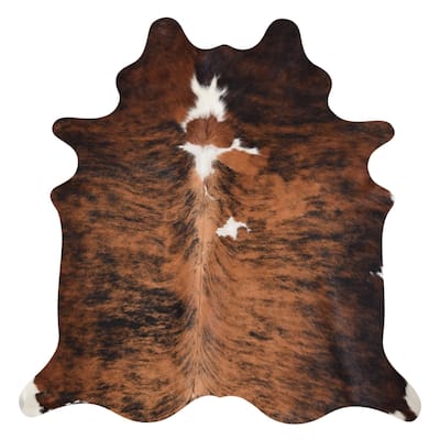 Real Cowhide Rug Brindle & White