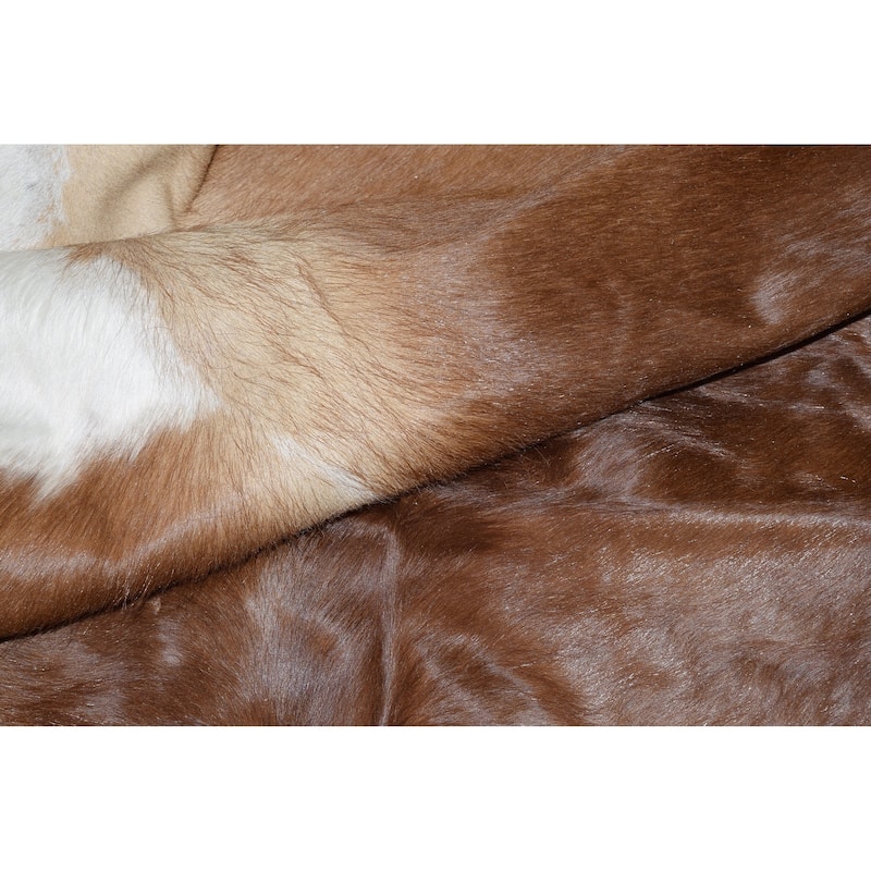 Real Brown and White Cowhide Rug (7' x 6')