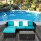 Kinbor 5-Piece Patio Furniture PE Rattan Wicker Sofa Sectional Sofa Set Cushioned Deck Couch - Thumbnail 2