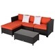 Kinbor 5-Piece Patio Furniture PE Rattan Wicker Sofa Sectional Sofa Set Cushioned Deck Couch - Thumbnail 21