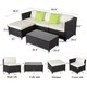 Kinbor 5-Piece Patio Furniture PE Rattan Wicker Sofa Sectional Sofa Set Cushioned Deck Couch - Thumbnail 17
