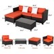 Kinbor 5-Piece Patio Furniture PE Rattan Wicker Sofa Sectional Sofa Set Cushioned Deck Couch - Thumbnail 11
